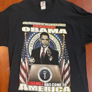Vintage Barack Obama 44th President T Shirt XL Fruit Of The Loom Change Has Come